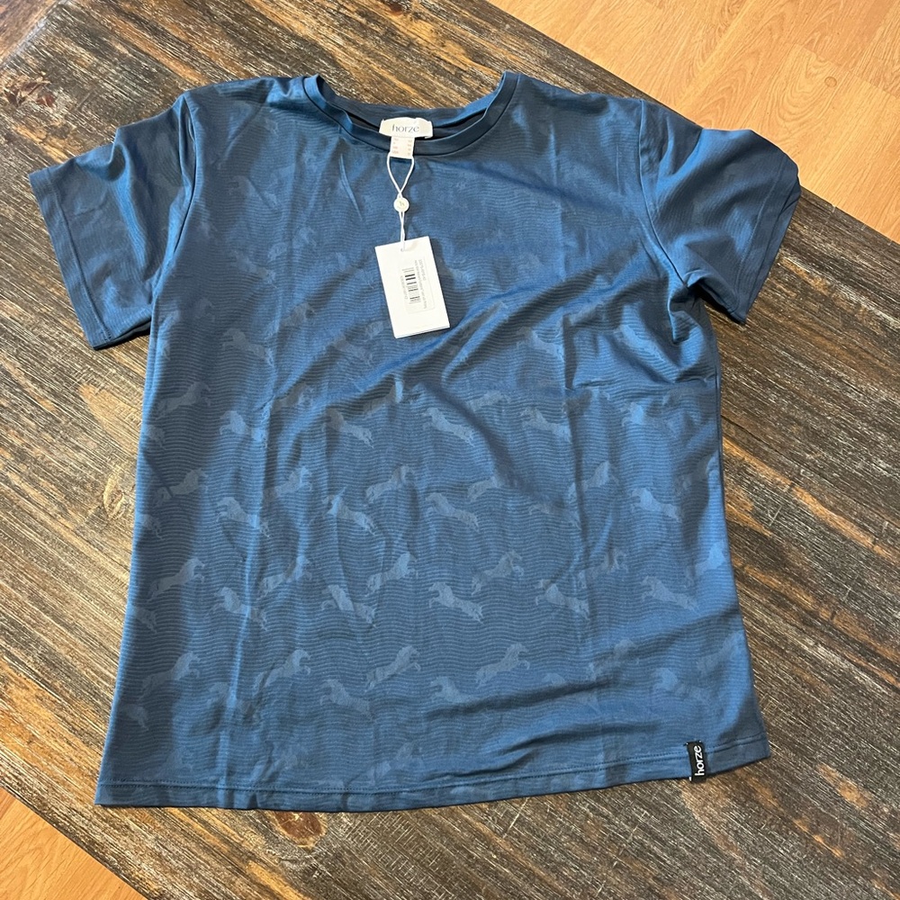NWT Norse Projects Women's Blue Short Sleeve Equestrian Riding Tee